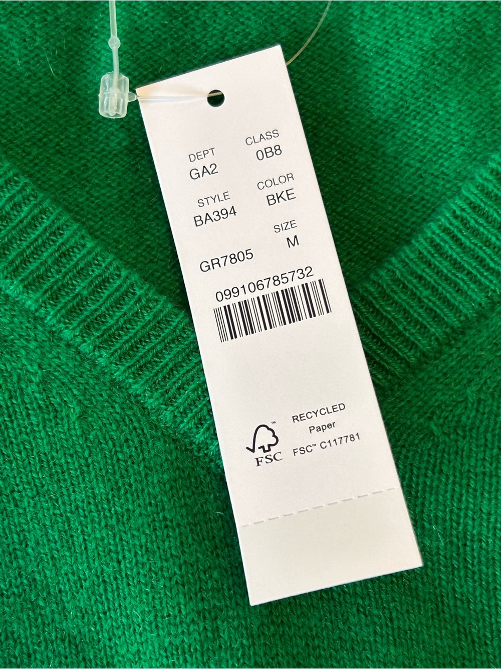 NWT J. Crew Kelly Green V-Neck 100% Cashmere Sweater Size Medium - Picture 7 of 12